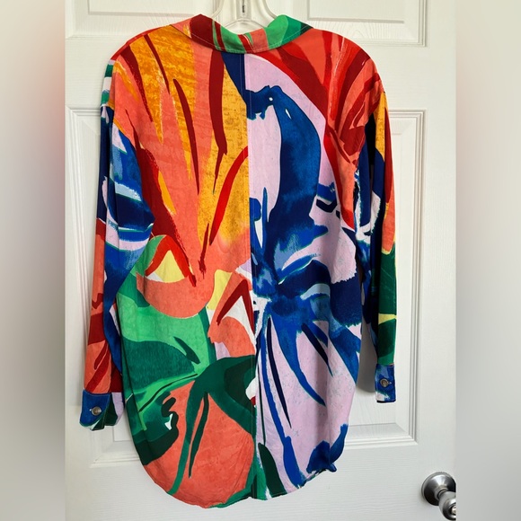 Size small Calia Womens Colorful Oversized Button Up Shirt Multicolor Colorful - Picture 6 of 7